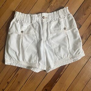 We The Free Cream High-Waist Paperbag Shorts-Effie Short